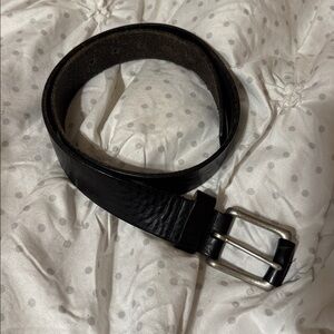 Eddie Bauer Black Leather Belt with Silver Buckle, made in England, 32